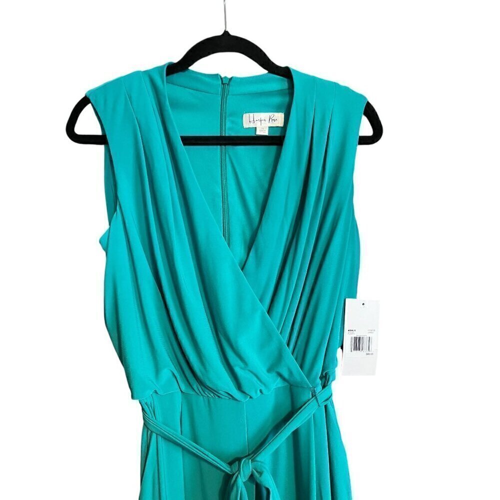 Women's Size 10  Harper Rose Sleeveless Wide-Leg Cropped Green Jumpsuit - Picture 4 of 13